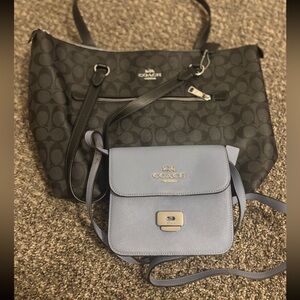 Coach Signature Black and Light Blue Bag Duo